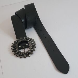 ANTONIAZZI Firenze Wome's Leather Buckle Black Belt Size L